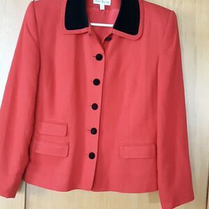 David Brooks Red Jacket with black velvet collar